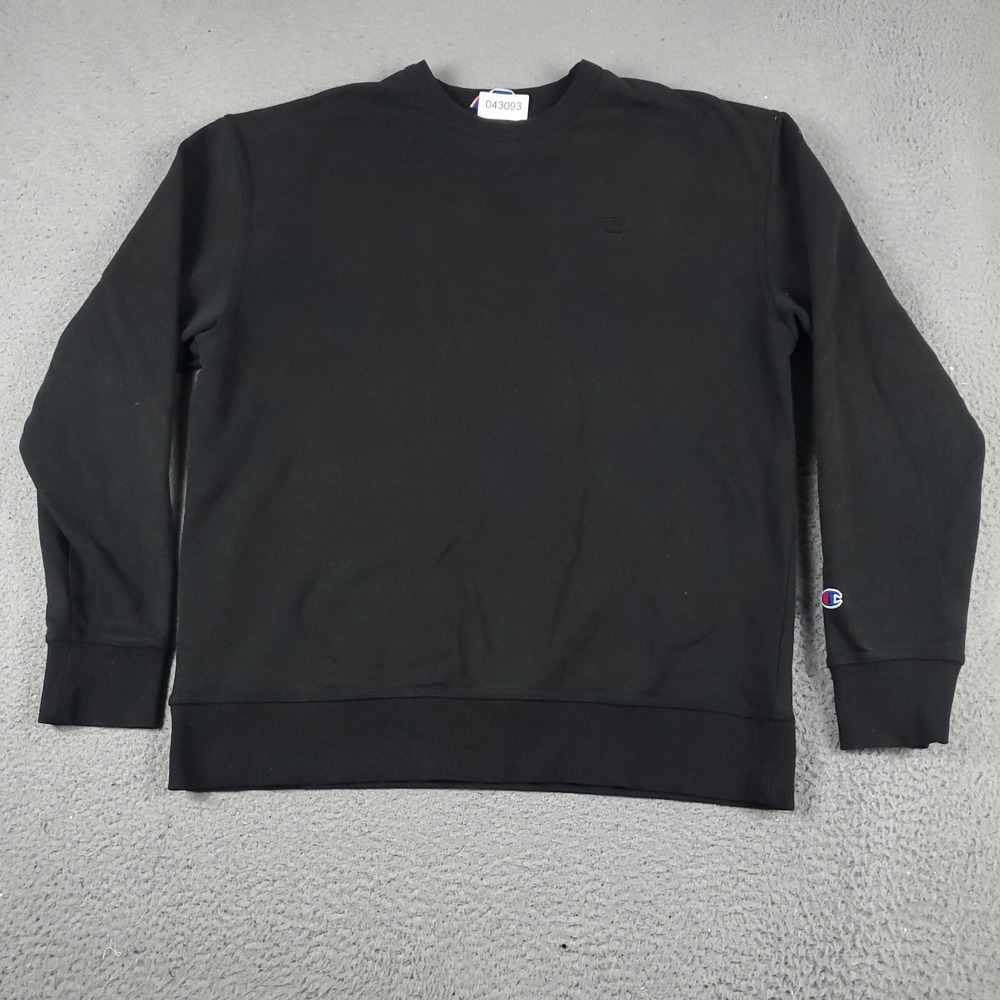 Champion Sweater Mens Large Black Casual Pullover Sweatshirt *STAINED*